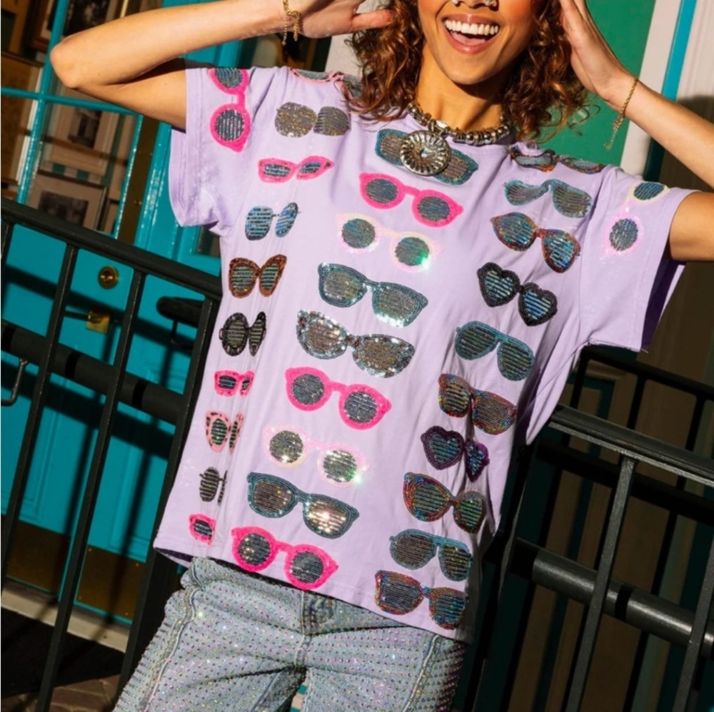 Trendy Kids Sunglasses Graphic T-Shirt - Purple